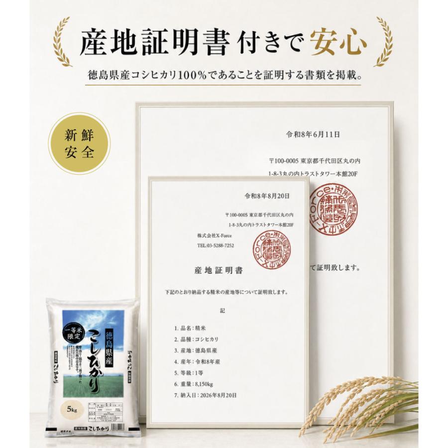 新米 徳島県産 コシヒカリ 一等米 TIMESALE 5kg 令和8年産 単一原料米