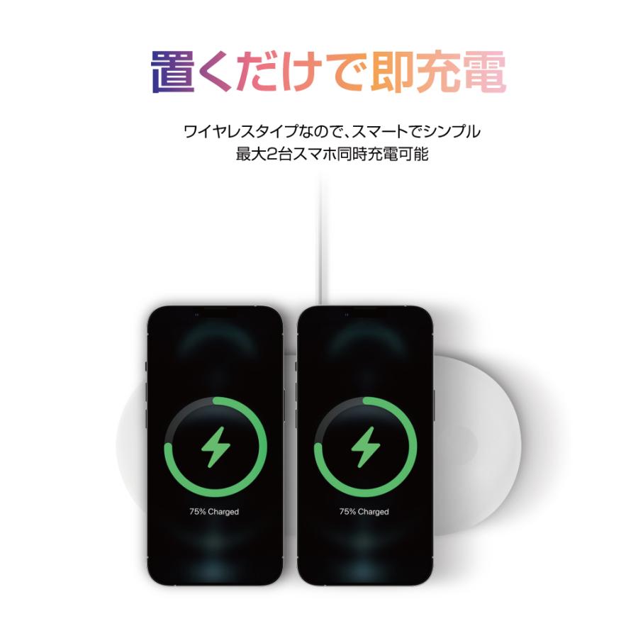 ワイヤレス充電器 iPhone Android 3台当時充電 15w 急速充電 置くだけ