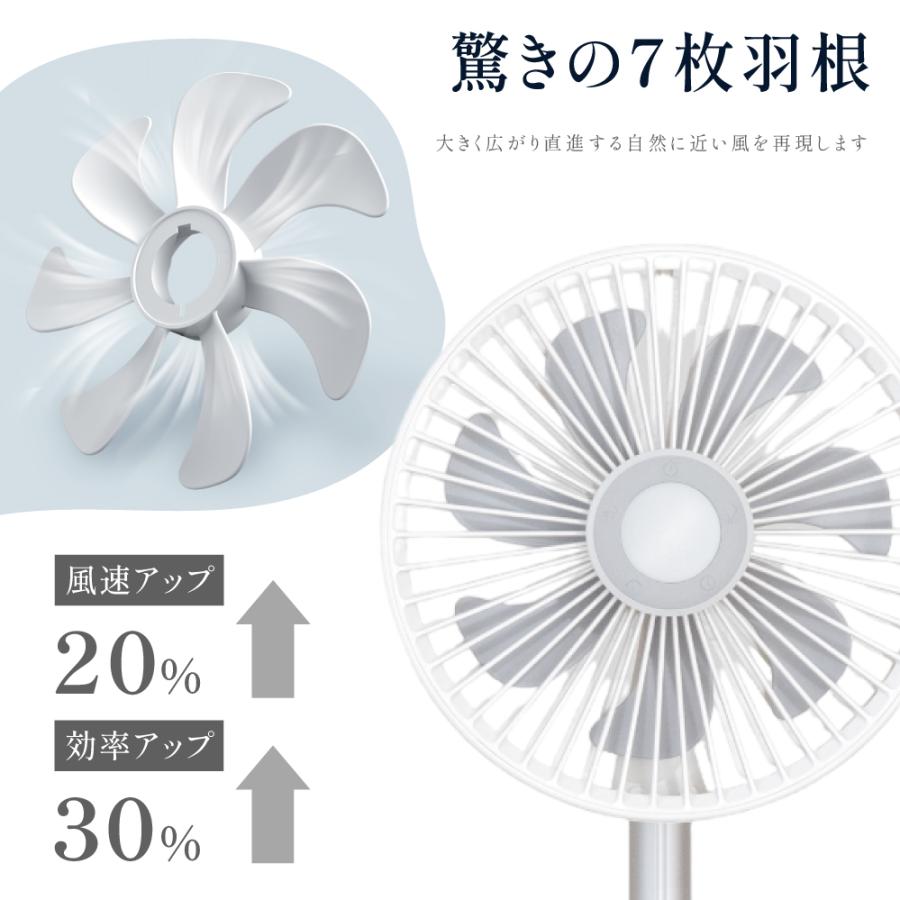 扇風機 DCモーター 折りたたみ おしゃれ リビング 卓上 扇風機 吊り下げ アウトドア キャンプ 首振り 充電式 せんぷうき 小型 LED照明付き 4段階風量 リモコン｜topkanban｜09