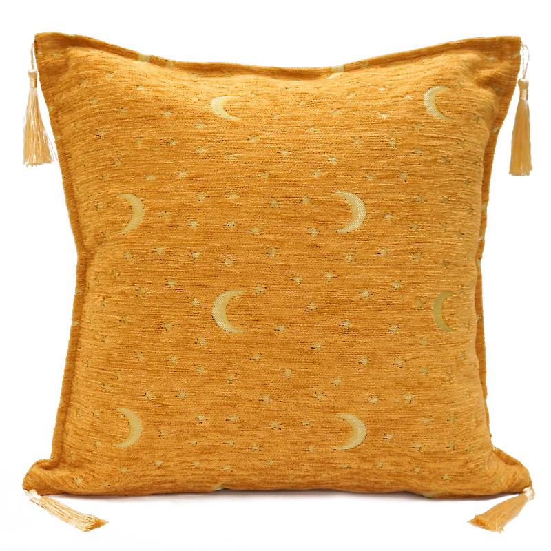 トルコ製　シェニールクッションカバー　CC-AY3OR　月と星/オレンジ（40〜45cm角対応サイズ） | 