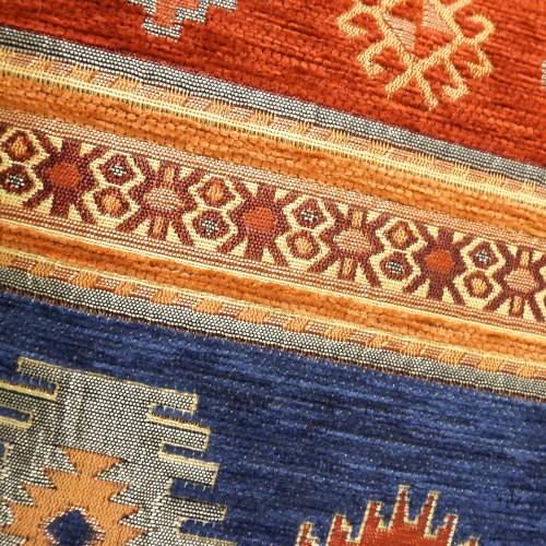 トルコ製 シェニールクッションカバー CC-KLNV キリム柄/ネイビーｘレッド 40×40〜45×45cm 対応サイズ |  | 01