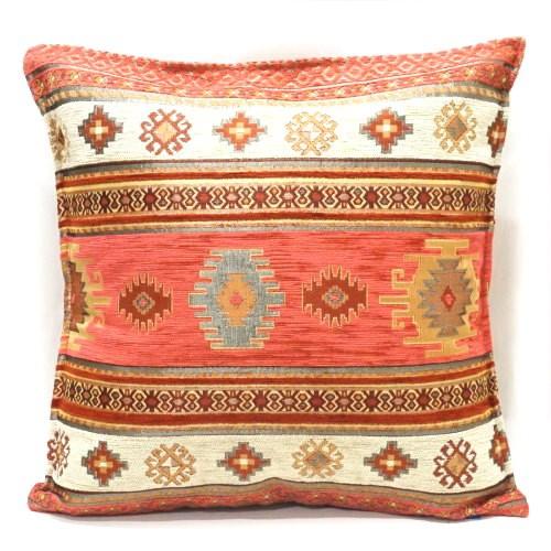 トルコ製 シェニールクッションカバー CC-KLPK キリム柄/ピンク 40×40〜45×45cm 対応サイズ | 