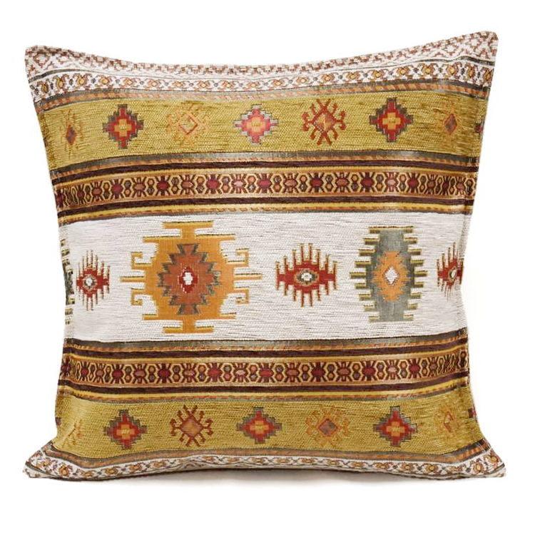 トルコ製 シェニールクッションカバー CC-KLYL キリム柄/イエロー 40×40~45×45cm対応サイズ | 