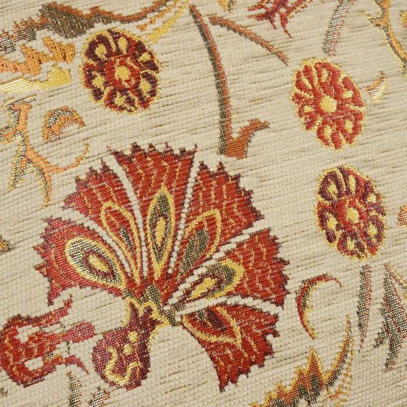 トルコ製 シェニールクッションカバー CC-LK2CR ラーレ＆カランフィル柄/ベージュ 40×40cm~45×45cm対応サイズ |  | 01