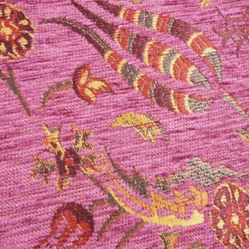 トルコ製 シェニールクッションカバー CC-LK2RB ラーレ＆カランフィル柄/ラズベリー 40×40cm~45×45cm対応サイズ |  | 01