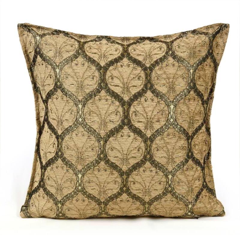 トルコ製 シェニールクッションカバー CC-PKBR ピーコック柄/ベージュ 40×40cm~45×45cm 対応サイズ | 
