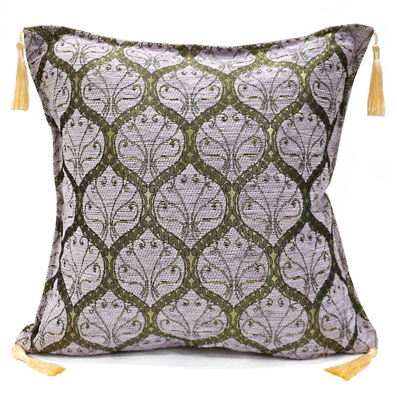 トルコ製　シェニールクッションカバー　CC-PKPP　ピーコック柄/パープル（40〜45cm角対応サイズ） | 