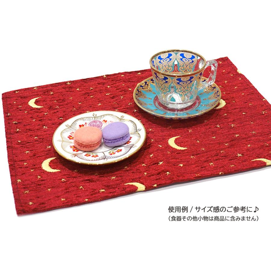 【メール便ＯＫ】トルコ製 シェニール ランチョンマット CL-AY3RD 月と星/レッド |  | 02