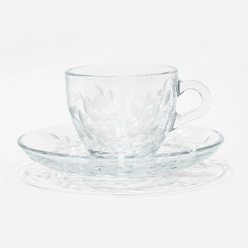 トルコグラス カップ＆ソーサー　デミタスサイズ　CSS-278　リーフ/クリア（１客） | 