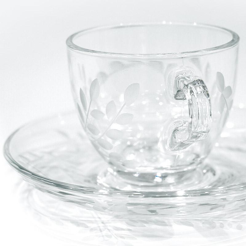 トルコグラス カップ＆ソーサー　デミタスサイズ　CSS-278　リーフ/クリア（１客） |  | 01