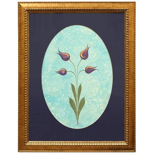エブル（トルコマーブル画） F-143 額サイズ55.5×43.5cm チューリップ | 