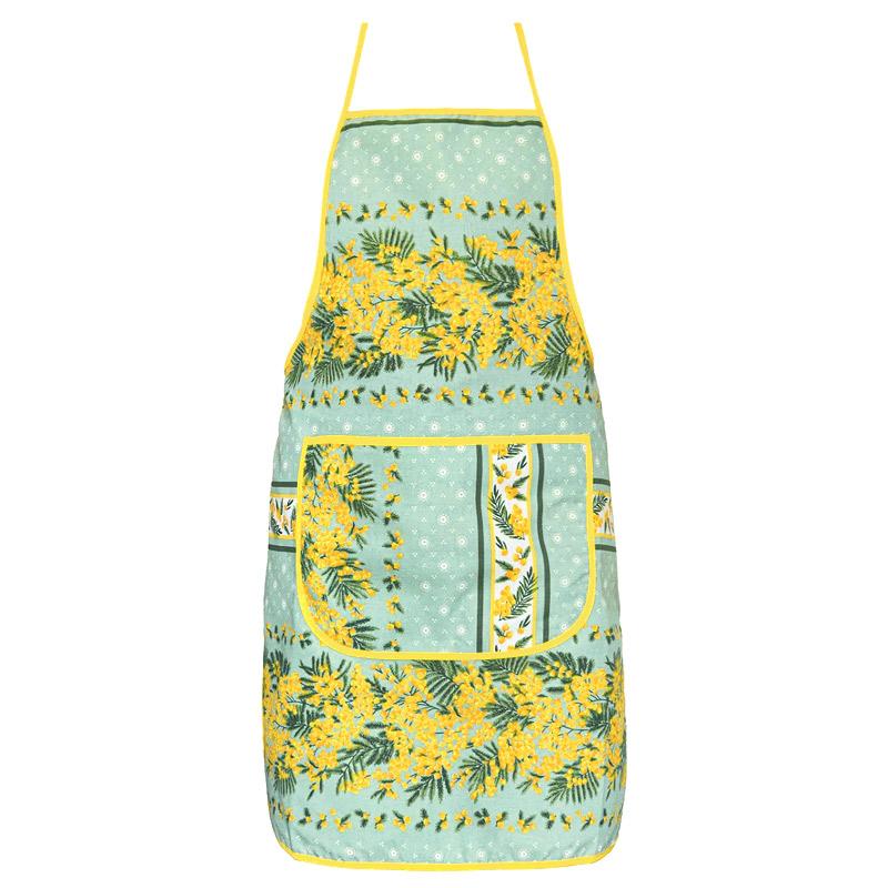 【メール便OK】南仏プロヴァンス製　コットンエプロン　ミモザ/グリーン　FAP-MMS-GR |  | 01