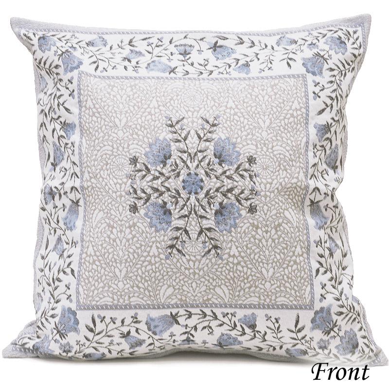 フランス製ジャカード織クッションカバー45cm角　両面柄ちがい FCC-AUB-BL オーブラック/ブルー |  | 01