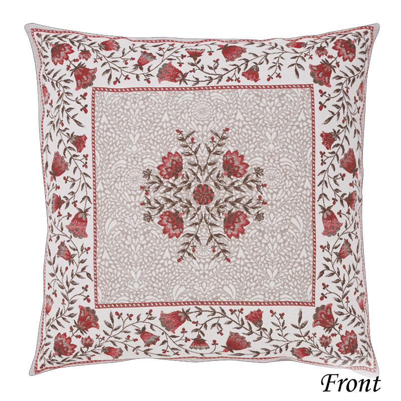 フランス製ジャカード織クッションカバー45cm角　両面柄ちがい◆FCC-AUB-RD オーブラック/レッド |  | 01