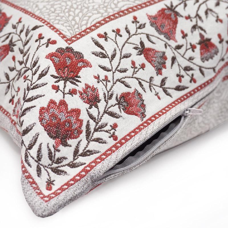 フランス製ジャカード織クッションカバー45cm角　両面柄ちがい◆FCC-AUB-RD オーブラック/レッド |  | 05