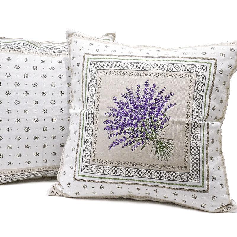 フランス製ジャカード織クッションカバー45cm角　両面柄ちがい FCC-CST-LV カスティヨン/ホワイト | 