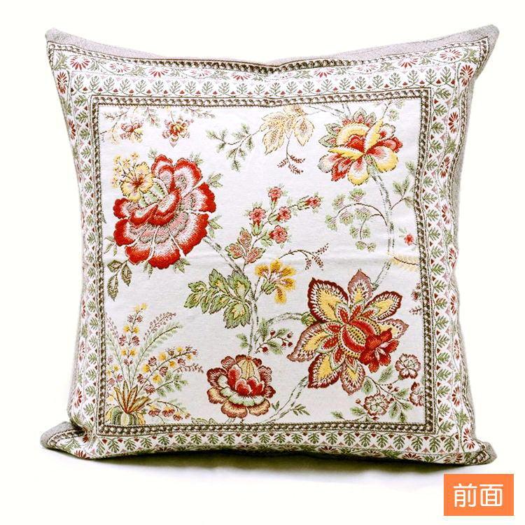 フランス製ジャカード織クッションカバー45cm角　両面柄ちがい FCC-GRN-RD ガランス/レッド |  | 01