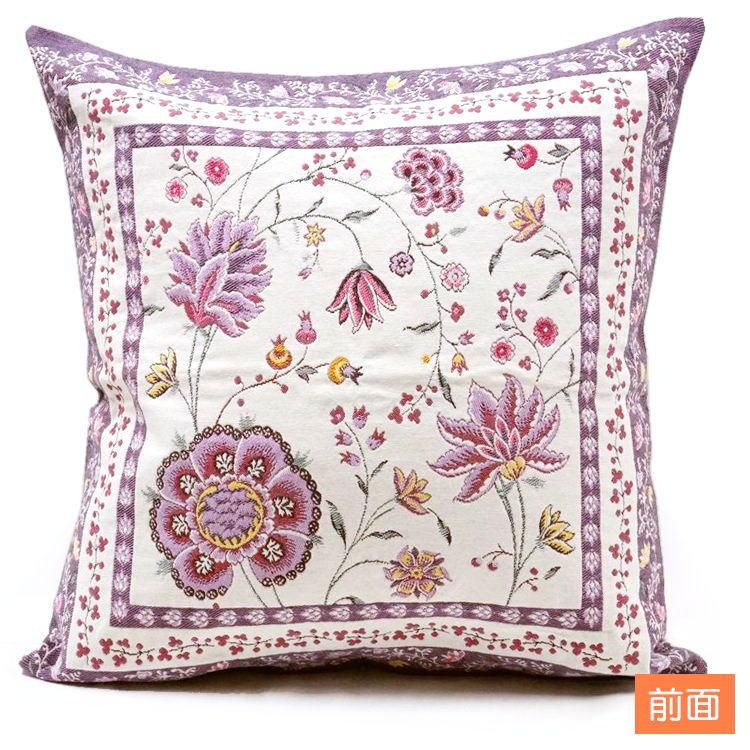 フランス製ジャカード織クッションカバー45cm角　両面柄ちがい FCC-MNT-BL モンテスパン/パープル |  | 01