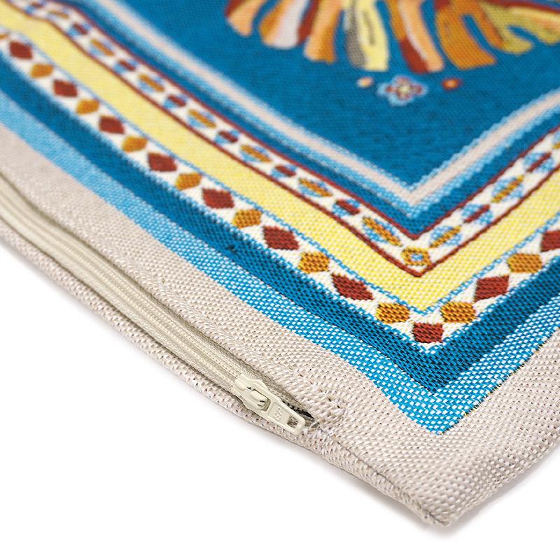 フランス製ジャカード織クッションカバー45cm角　両面柄ちがい◆FCC-PRICO-BL プエルトリコ/ブルー |  | 05