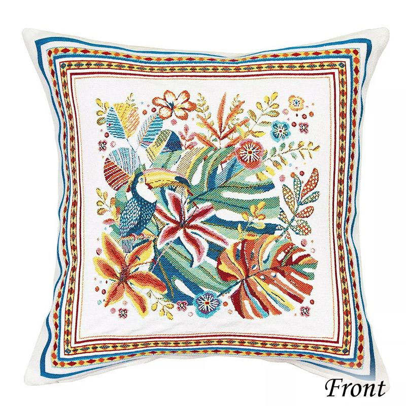 フランス製ジャカード織クッションカバー45cm角　両面柄ちがい◆FCC-PRICO-WT プエルトリコ/ホワイト |  | 01