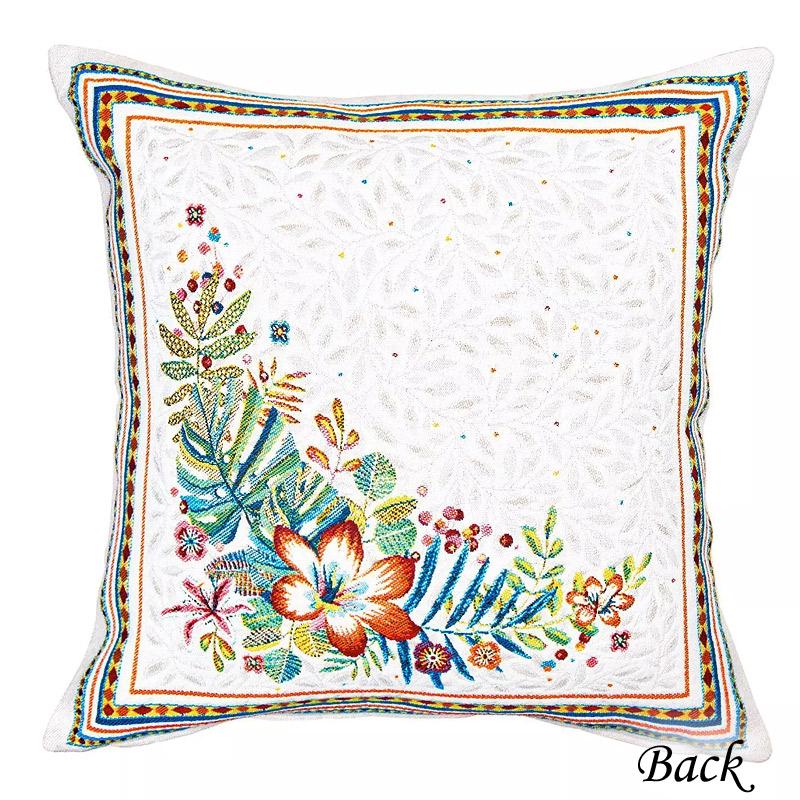 フランス製ジャカード織クッションカバー45cm角　両面柄ちがい◆FCC-PRICO-WT プエルトリコ/ホワイト |  | 02