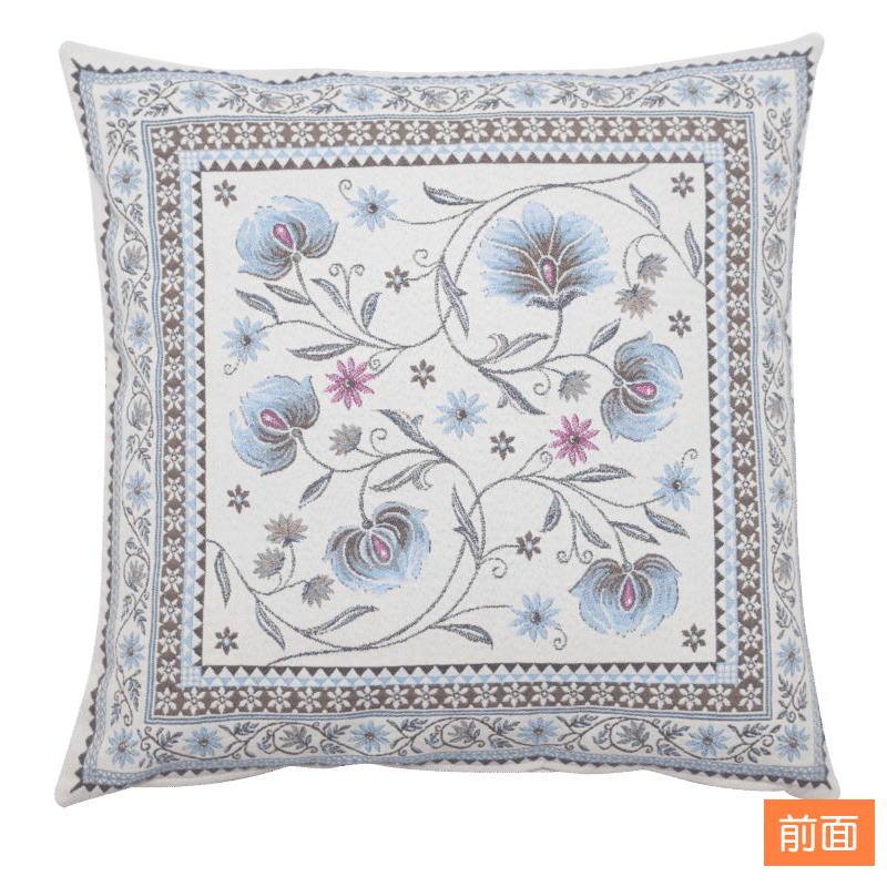 フランス製ジャカード織クッションカバー45cm角　両面柄ちがい FCC-SLN-BL シヤン/ブルー |  | 01