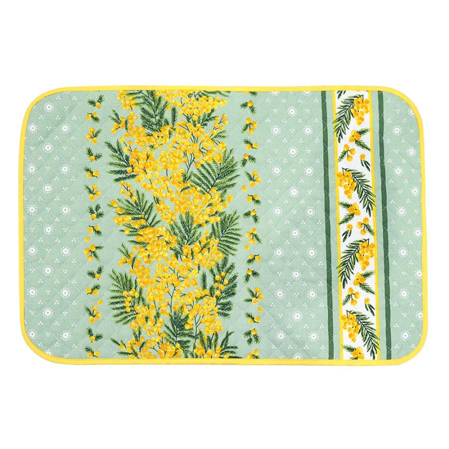 【メール便OK】フランス製 キルティングランチョンマット (両面使用可) FLMK-MMS-GR ミモザ/グリーン | 