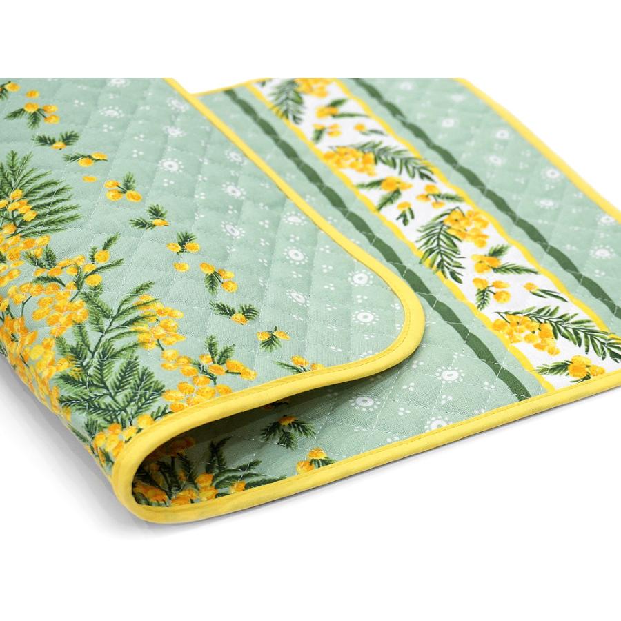 【メール便OK】フランス製 キルティングランチョンマット (両面使用可) FLMK-MMS-GR ミモザ/グリーン |  | 01