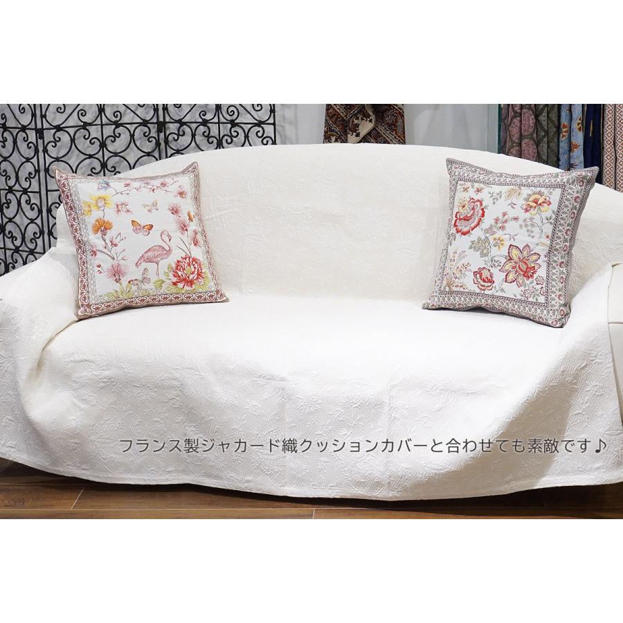 フランス製 ジャカード織マルチカバー 180x180cmサイズ　FMC180-ORT-WT　オリエント/ホワイト |  | 03