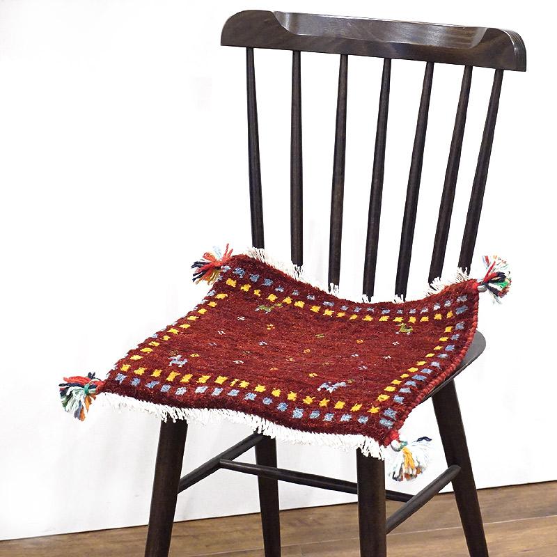 手織りギャッベ　GB40-457　座布団サイズ　約40×39cm |  | 01