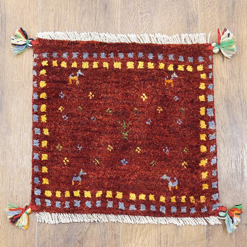 手織りギャッベ　GB40-458　座布団サイズ　約40×39cm | 