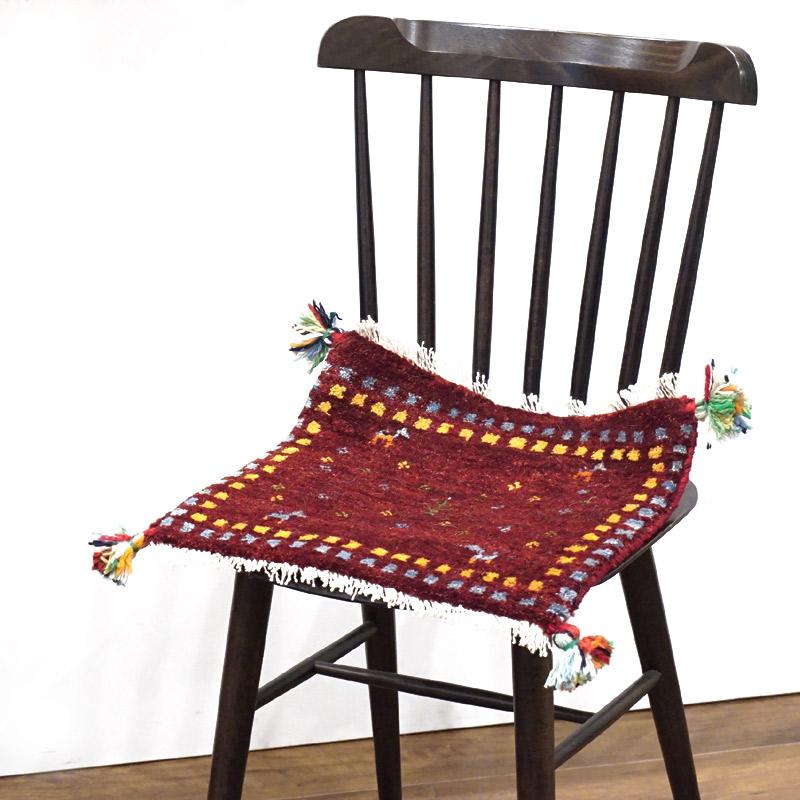 手織りギャッベ　GB40-458　座布団サイズ　約40×39cm |  | 01