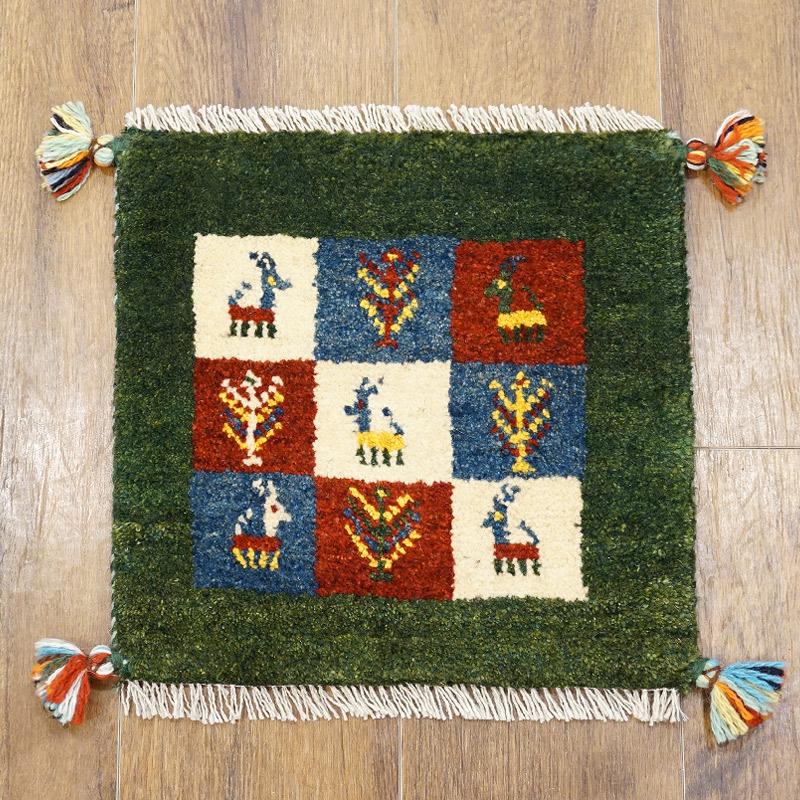 手織りギャッベ　GB40-477　座布団サイズ　約38×37.5cm | 