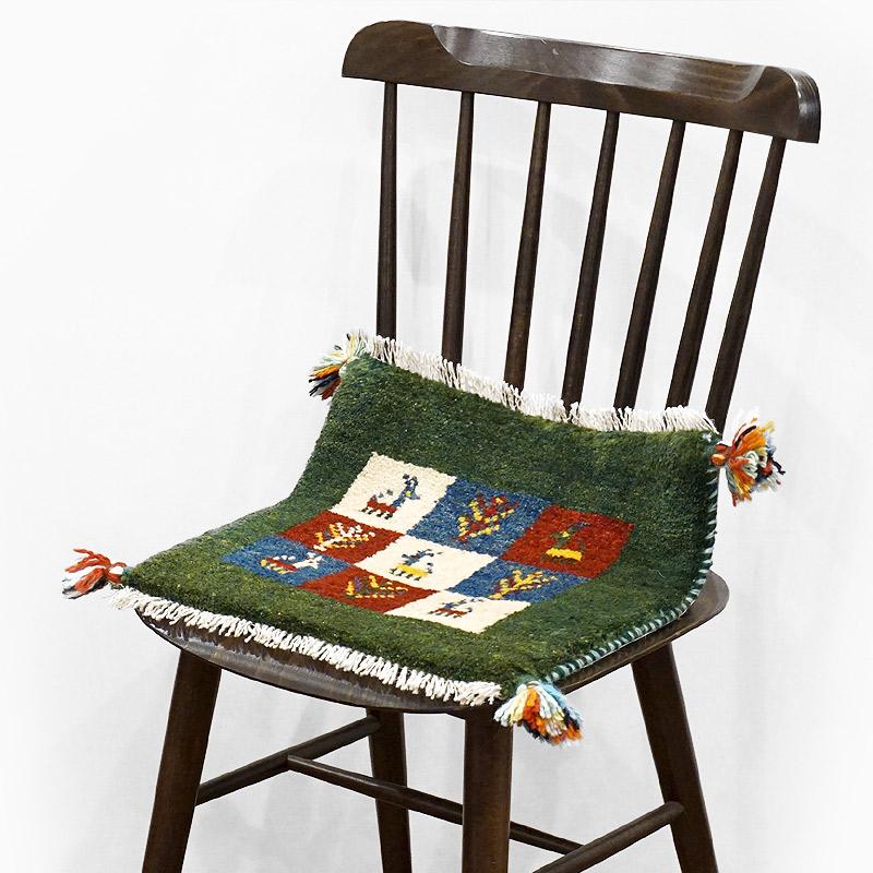 手織りギャッベ　GB40-477　座布団サイズ　約38×37.5cm |  | 01