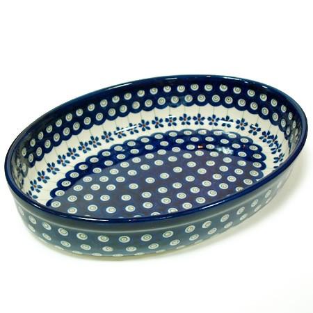 ポーランド食器 ポーリッシュポタリー 「ボレスワヴィエツ」 オーバルグラタン皿大 GU349-166A ピーコック/さくら柄 | 