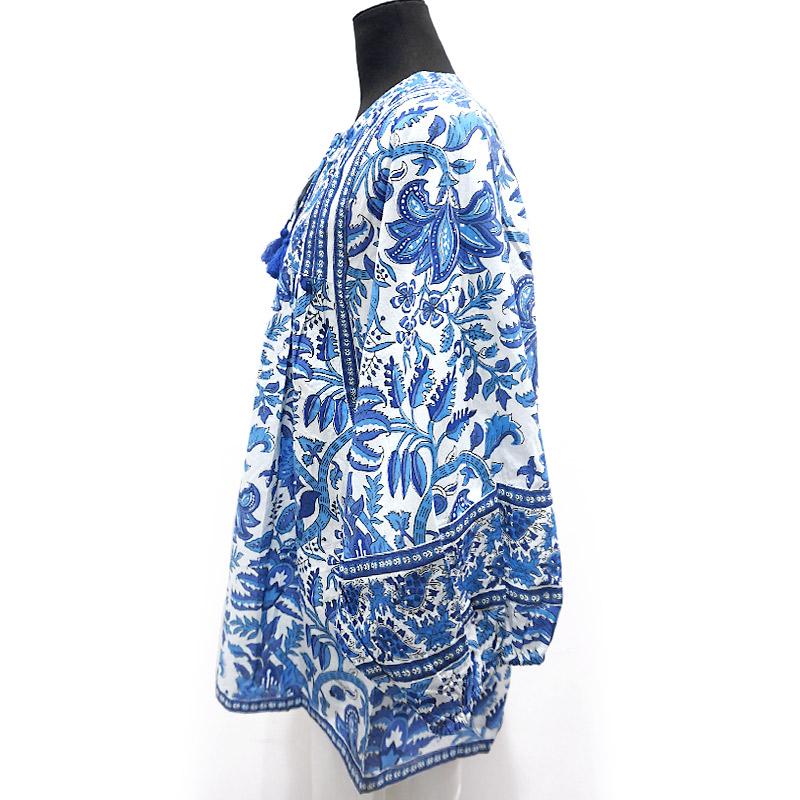 ハンドブロックプリント　ブラウス　JM-229BL　ドルマンスリーブ/ブルー |  | 02