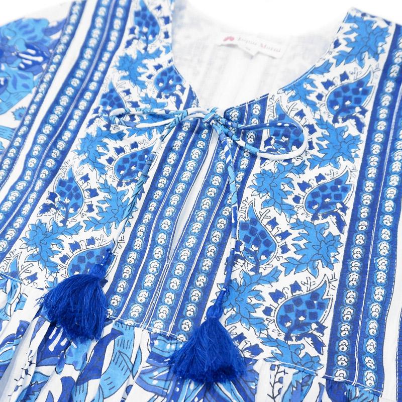 ハンドブロックプリント　ブラウス　JM-229BL　ドルマンスリーブ/ブルー |  | 04