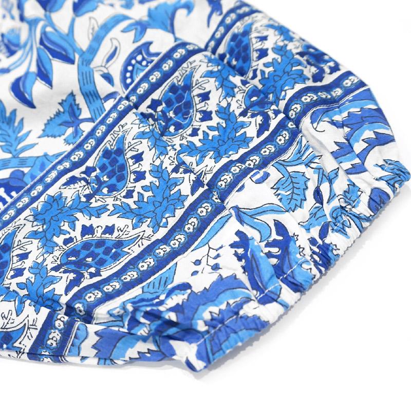 ハンドブロックプリント　ブラウス　JM-229BL　ドルマンスリーブ/ブルー |  | 05