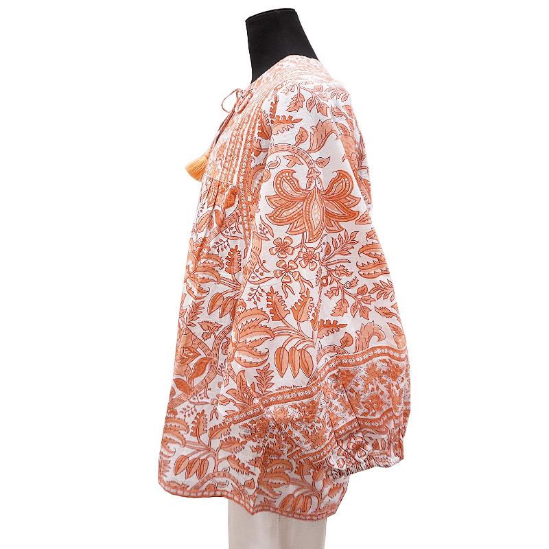 ハンドブロックプリント　ブラウス　JM-229RD　ドルマンスリーブ/コーラル |  | 03