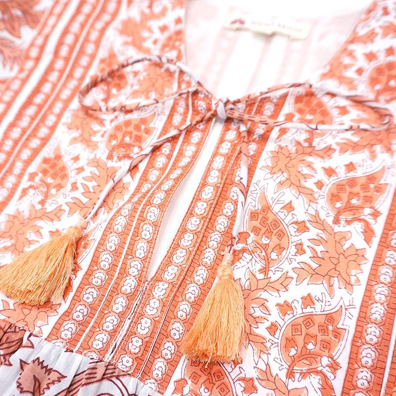 ハンドブロックプリント　ブラウス　JM-229RD　ドルマンスリーブ/コーラル |  | 06