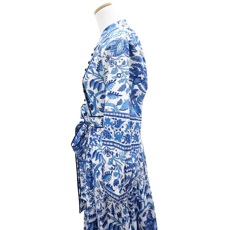 ハンドブロックプリント　ワンピース　JM-233BL　ウエストリボン/ブルー |  | 03