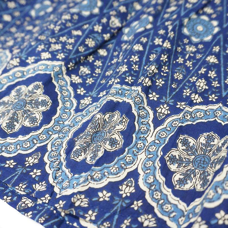 ハンドブロックプリント　ワンピース　JM-233DB　ウエストリボン/ダークブルー |  | 08