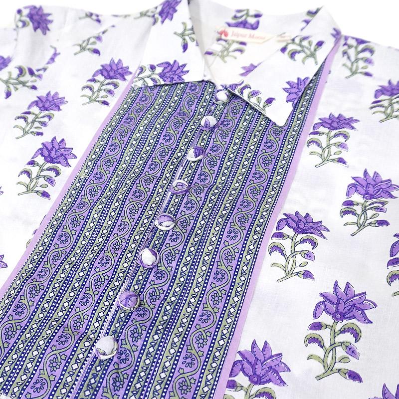 ハンドブロックプリント　ワンピース　JM-233PP　ウエストリボン/パープル |  | 06