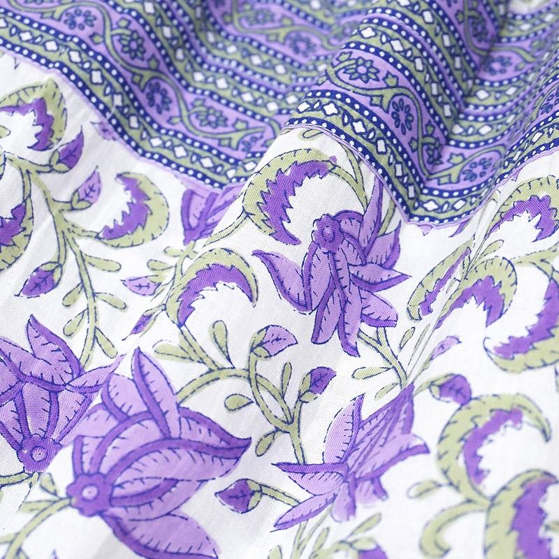 ハンドブロックプリント　ワンピース　JM-233PP　ウエストリボン/パープル |  | 07