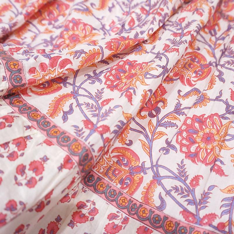 ハンドブロックプリント　ワンピース　JM-237　コーラルピンク×ホワイト |  | 08