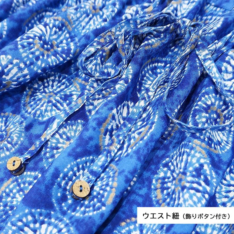 ハンドブロックプリント　ブラウス　JM-337BL　ウエストマーク/ブルー |  | 07
