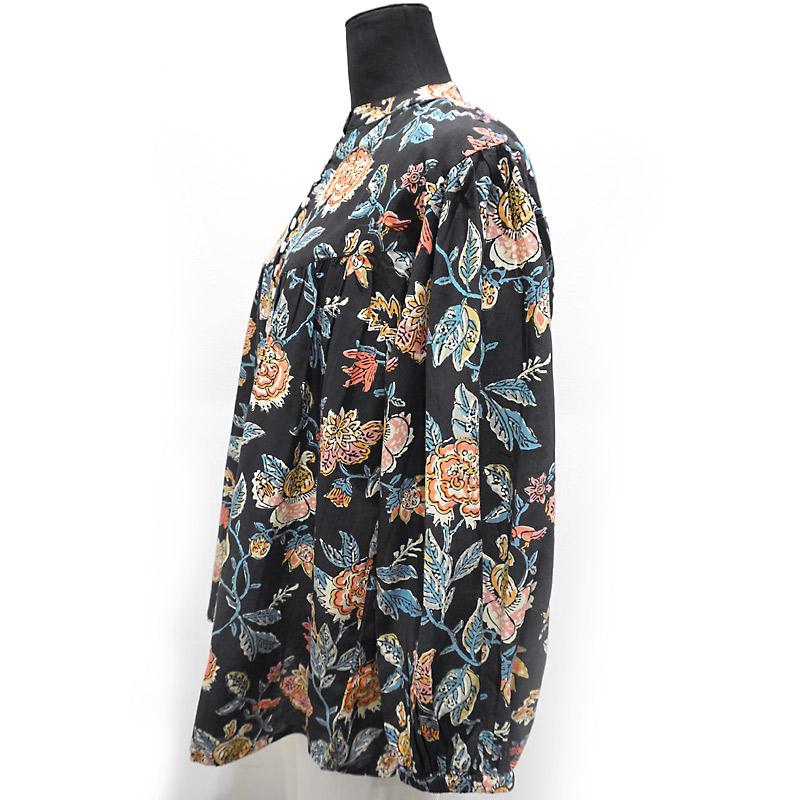 ハンドブロックプリント　ブラウス　JM-348BK　スタンドカラー/ブラック |  | 03