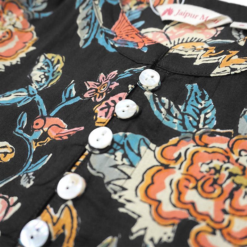 ハンドブロックプリント　ブラウス　JM-348BK　スタンドカラー/ブラック |  | 05