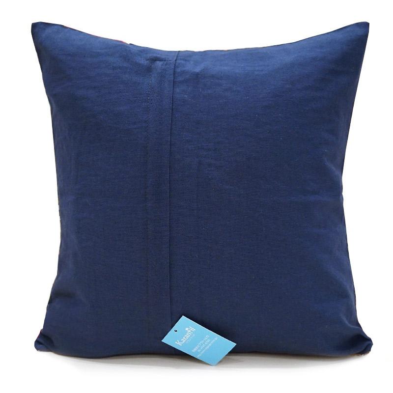 インド製「カンタキルト」クッションカバー◆トロピカル/ネイビー　KCC-FTNV |  | 01