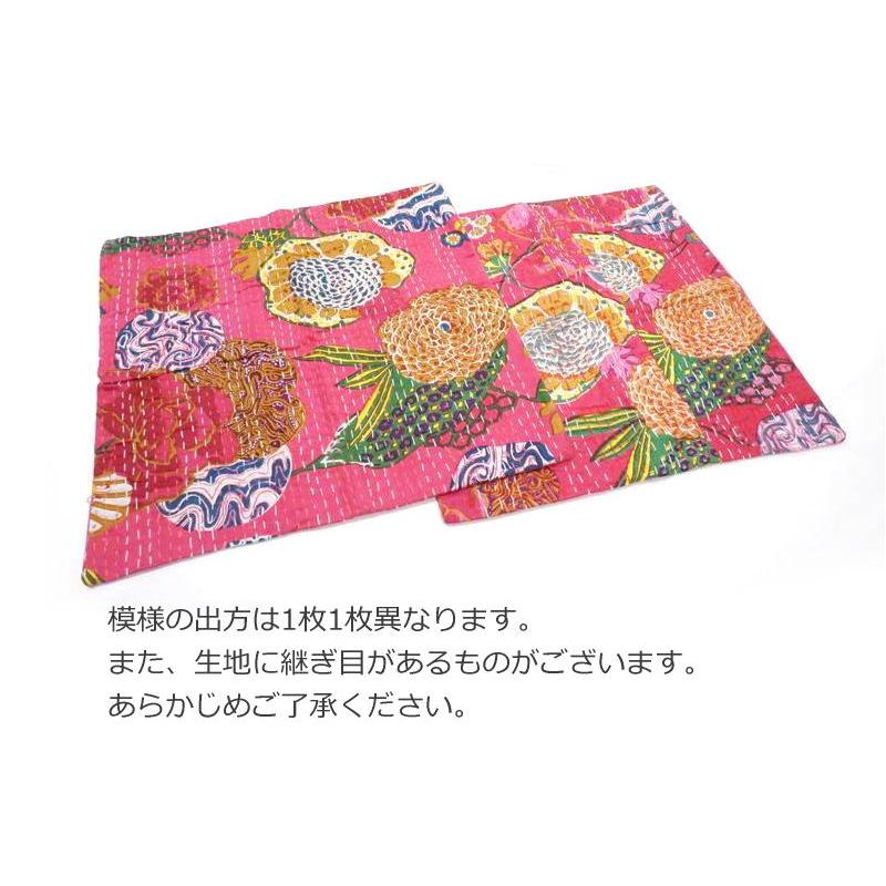 インド製「カンタキルト」クッションカバー◆トロピカル/ピンク　KCC-FTPK |  | 03